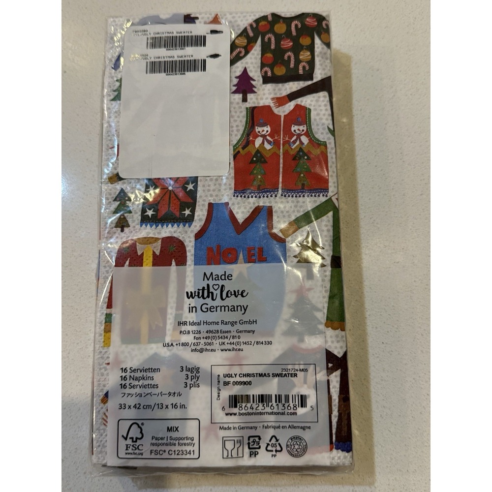ihr Holiday Christmas Paper Napkins Ugly Christmas Sweaters New Package - Picture 3 of 4